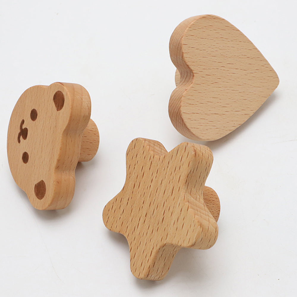 Kids Room Wardrobe Wood Knob Cabinet Drawer Furniture Cartoon Pull Handle, Screw Size: 4*25mm