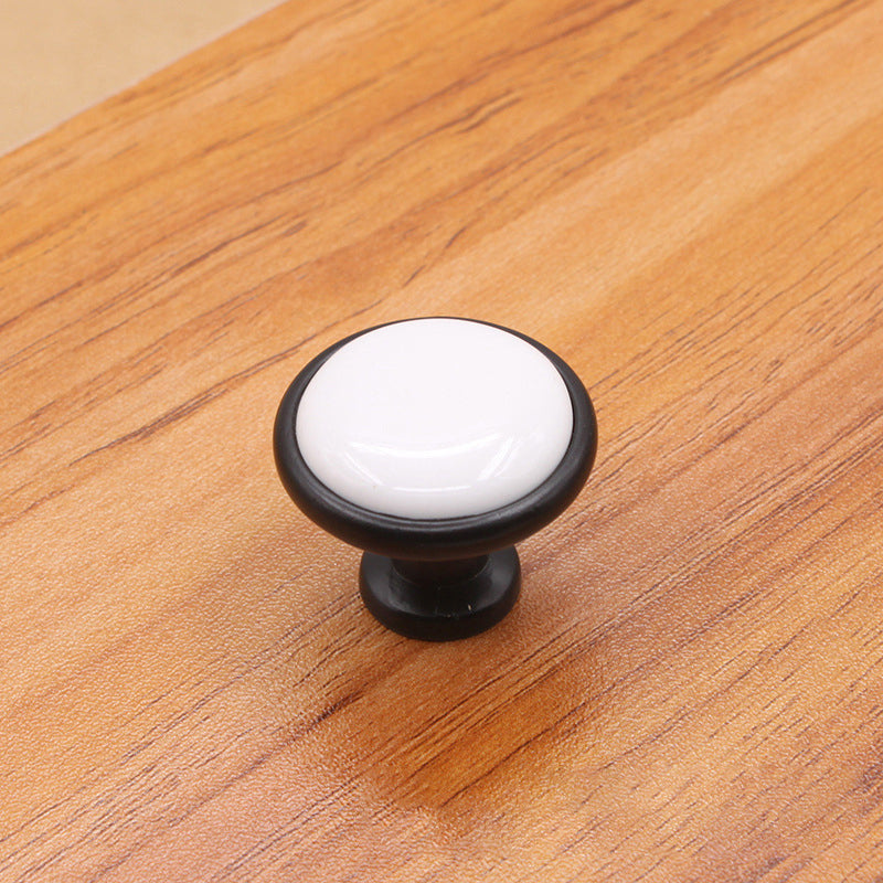 Single Hole Zinc Alloy + Ceramic Handle Kitchen Vintage Door Drawer Handle Cabinet Pulls Knob with 25mm Screw
