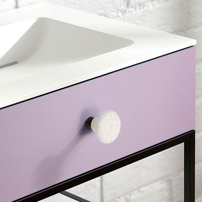 Ceramic Cabinet Drawer Door Knob Cupboard Wardrobe Embossed Round Pull Handle with 25mm Screw