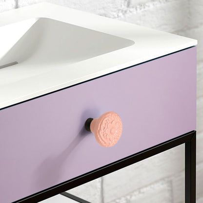 Ceramic Cabinet Drawer Door Knob Cupboard Wardrobe Embossed Round Pull Handle with 25mm Screw