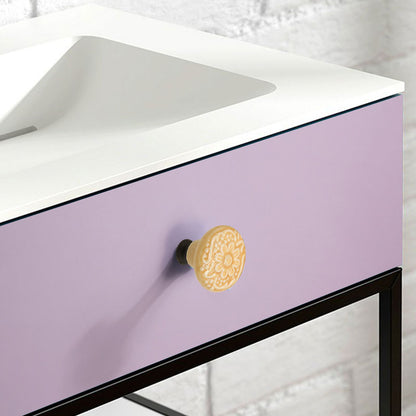 Ceramic Cabinet Drawer Door Knob Cupboard Wardrobe Embossed Round Pull Handle with 25mm Screw