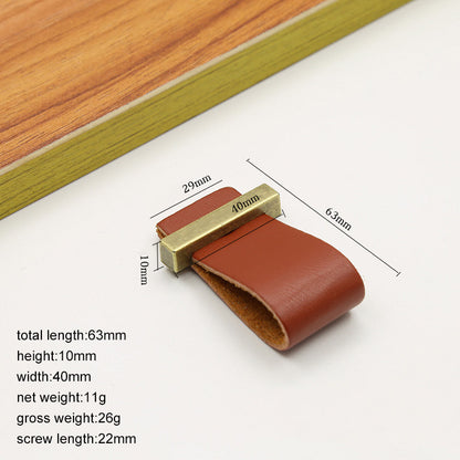 Cabinet Leather Handle Wardrobe Pull Retro Drawer Kitchen Furniture Leather Knob with 22mm Screw
