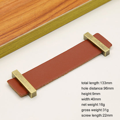 Cabinet Leather Handle Wardrobe Pull Retro Drawer Kitchen Furniture Leather Knob with 22mm Screw