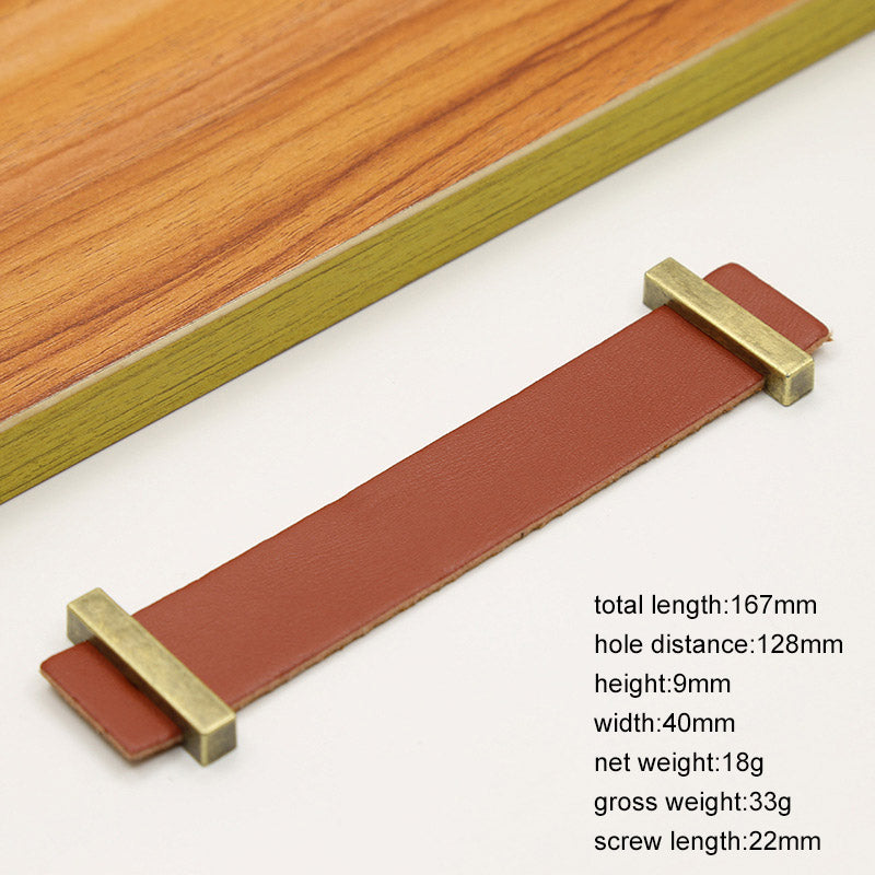 Cabinet Leather Handle Wardrobe Pull Retro Drawer Kitchen Furniture Leather Knob with 22mm Screw