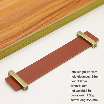 Cabinet Leather Handle Wardrobe Pull Retro Drawer Kitchen Furniture Leather Knob with 22mm Screw