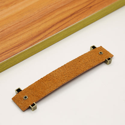 Cabinet Leather Handle Wardrobe Pull Retro Drawer Kitchen Furniture Leather Knob with 22mm Screw