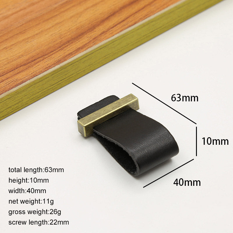Cabinet Leather Handle Wardrobe Pull Retro Drawer Kitchen Furniture Leather Knob with 22mm Screw
