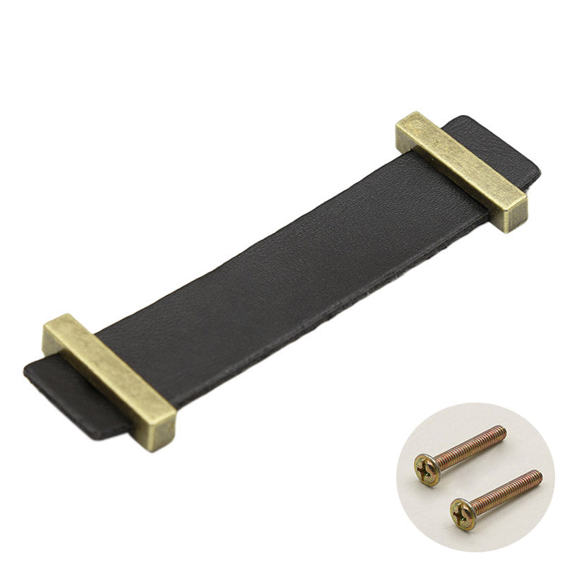 Cabinet Leather Handle Wardrobe Pull Retro Drawer Kitchen Furniture Leather Knob with 22mm Screw