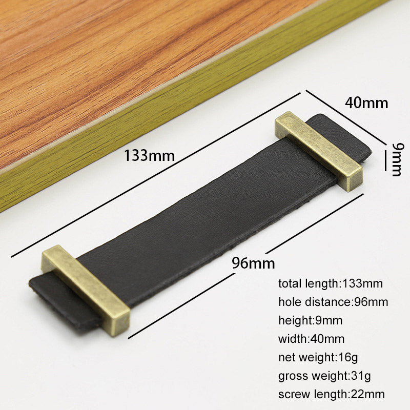 Cabinet Leather Handle Wardrobe Pull Retro Drawer Kitchen Furniture Leather Knob with 22mm Screw
