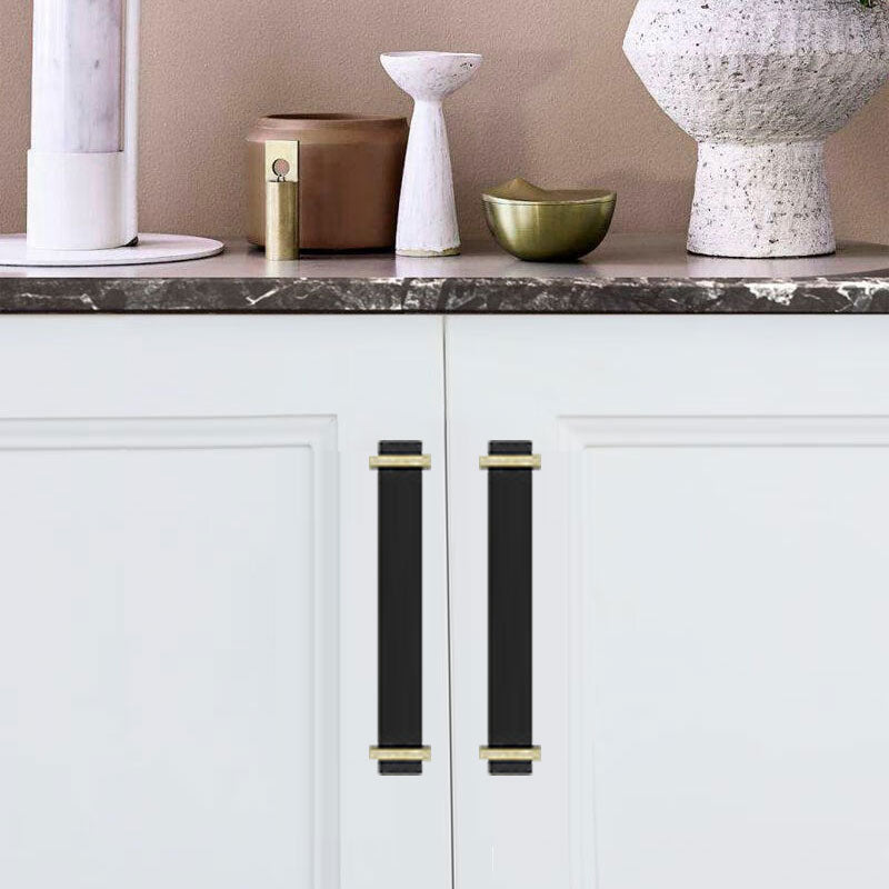Cabinet Leather Handle Wardrobe Pull Retro Drawer Kitchen Furniture Leather Knob with 22mm Screw