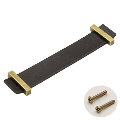 Cabinet Leather Handle Wardrobe Pull Retro Drawer Kitchen Furniture Leather Knob with 22mm Screw