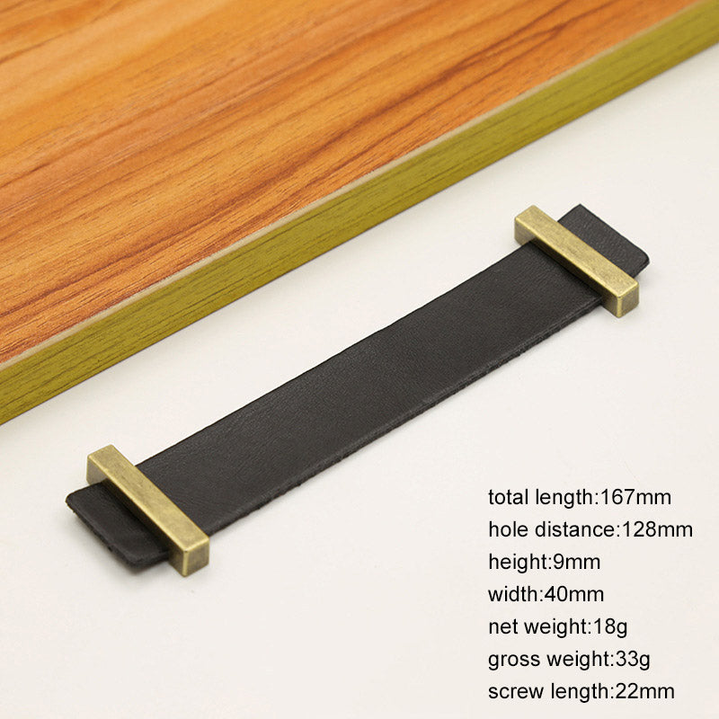 Cabinet Leather Handle Wardrobe Pull Retro Drawer Kitchen Furniture Leather Knob with 22mm Screw