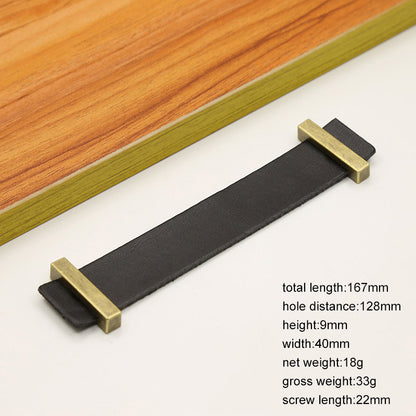 Cabinet Leather Handle Wardrobe Pull Retro Drawer Kitchen Furniture Leather Knob with 22mm Screw