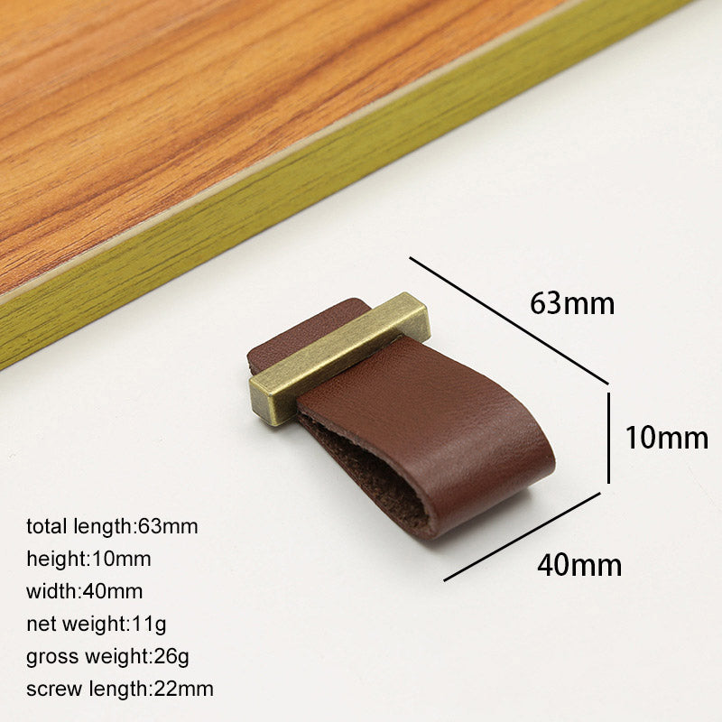 Cabinet Leather Handle Wardrobe Pull Retro Drawer Kitchen Furniture Leather Knob with 22mm Screw