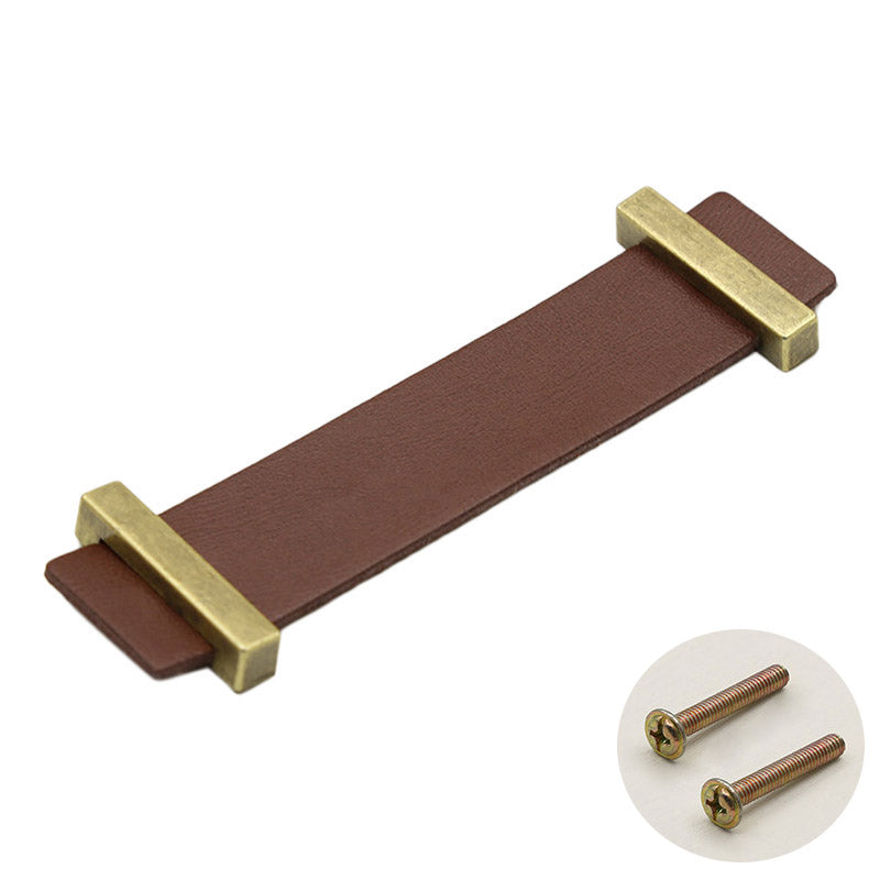 Cabinet Leather Handle Wardrobe Pull Retro Drawer Kitchen Furniture Leather Knob with 22mm Screw