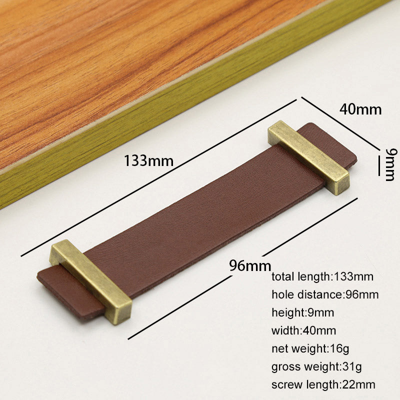 Cabinet Leather Handle Wardrobe Pull Retro Drawer Kitchen Furniture Leather Knob with 22mm Screw