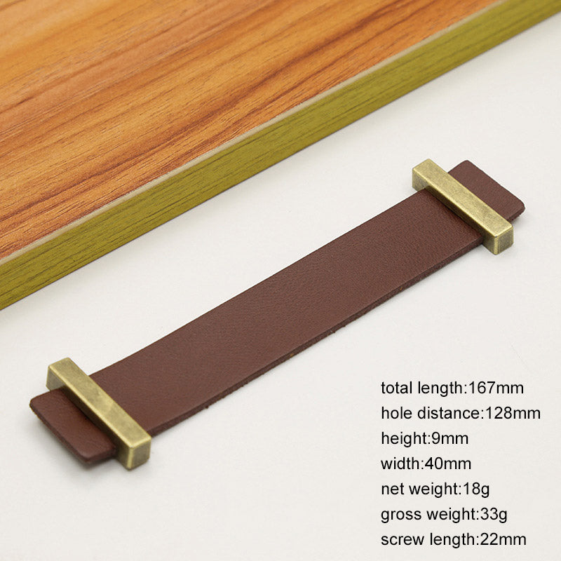 Cabinet Leather Handle Wardrobe Pull Retro Drawer Kitchen Furniture Leather Knob with 22mm Screw