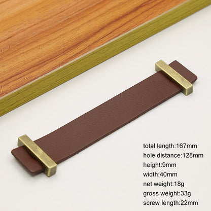 Cabinet Leather Handle Wardrobe Pull Retro Drawer Kitchen Furniture Leather Knob with 22mm Screw