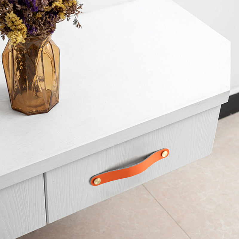 Nordic Style Cabinet Handles Pulls PU Leather Anti-Collision Drawer Pulls with 22mm Screw