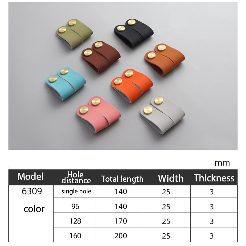 Nordic Style Cabinet Handles Pulls PU Leather Anti-Collision Drawer Pulls with 22mm Screw
