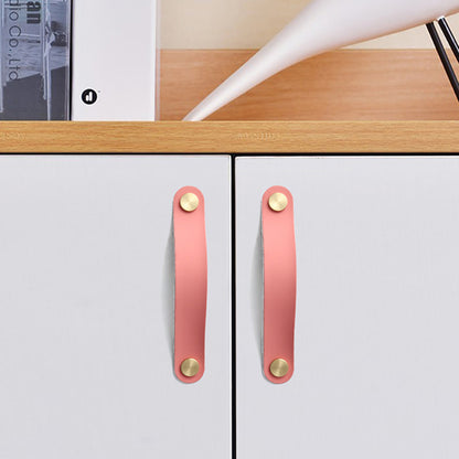 Nordic Style Cabinet Handles Pulls PU Leather Anti-Collision Drawer Pulls with 22mm Screw