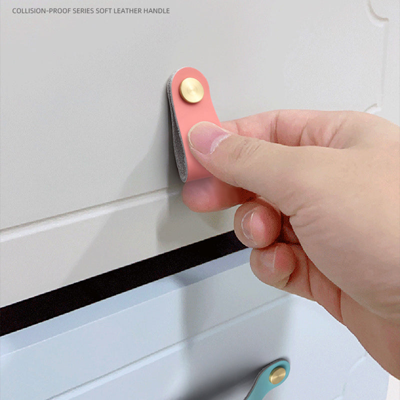 Nordic Style Cabinet Handles Pulls PU Leather Anti-Collision Drawer Pulls with 22mm Screw