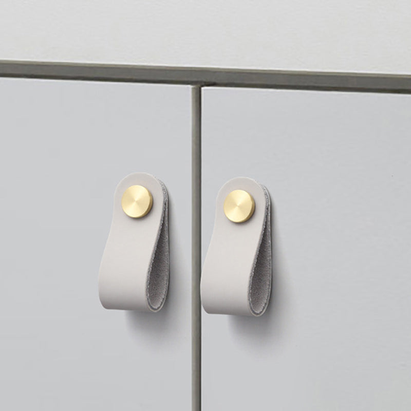 Nordic Style Cabinet Handles Pulls PU Leather Anti-Collision Drawer Pulls with 22mm Screw
