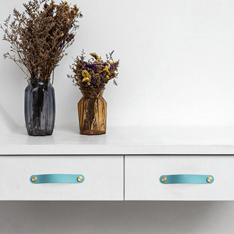 Nordic Style Cabinet Handles Pulls PU Leather Anti-Collision Drawer Pulls with 22mm Screw