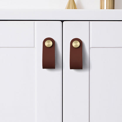 Nordic Style Cabinet Handles Pulls PU Leather Anti-Collision Drawer Pulls with 22mm Screw