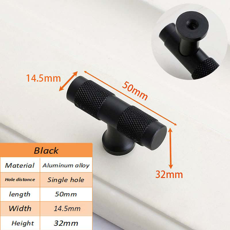 Closet T-Shape Bar Pull Handle Aluminum Profile Knob Kitchen Bedroom Cabinet Single Screw Hole Handle with 22mm Screw