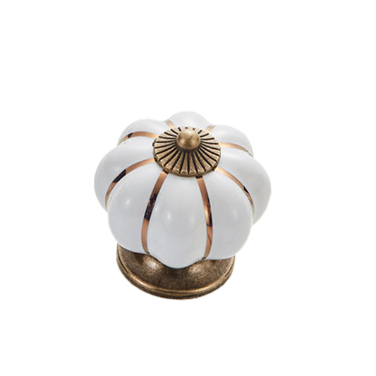 5088 Pumpkin Shape Ceramic Handle Drawer Knob Single Hole Closet Door Handle with 22mm Screw
