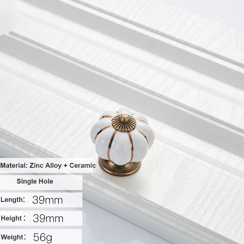 5088 Pumpkin Shape Ceramic Handle Drawer Knob Single Hole Closet Door Handle with 22mm Screw