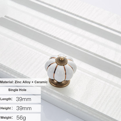 5088 Pumpkin Shape Ceramic Handle Drawer Knob Single Hole Closet Door Handle with 22mm Screw