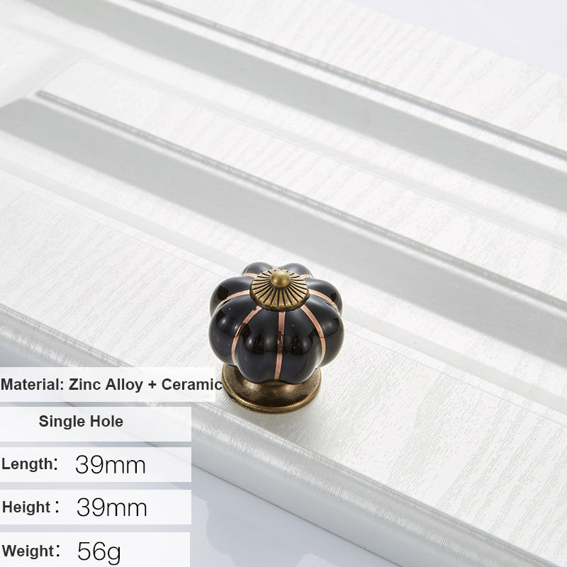 5088 Pumpkin Shape Ceramic Handle Drawer Knob Single Hole Closet Door Handle with 22mm Screw