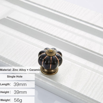 5088 Pumpkin Shape Ceramic Handle Drawer Knob Single Hole Closet Door Handle with 22mm Screw
