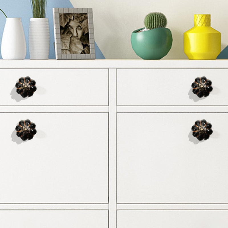 5088 Pumpkin Shape Ceramic Handle Drawer Knob Single Hole Closet Door Handle with 22mm Screw