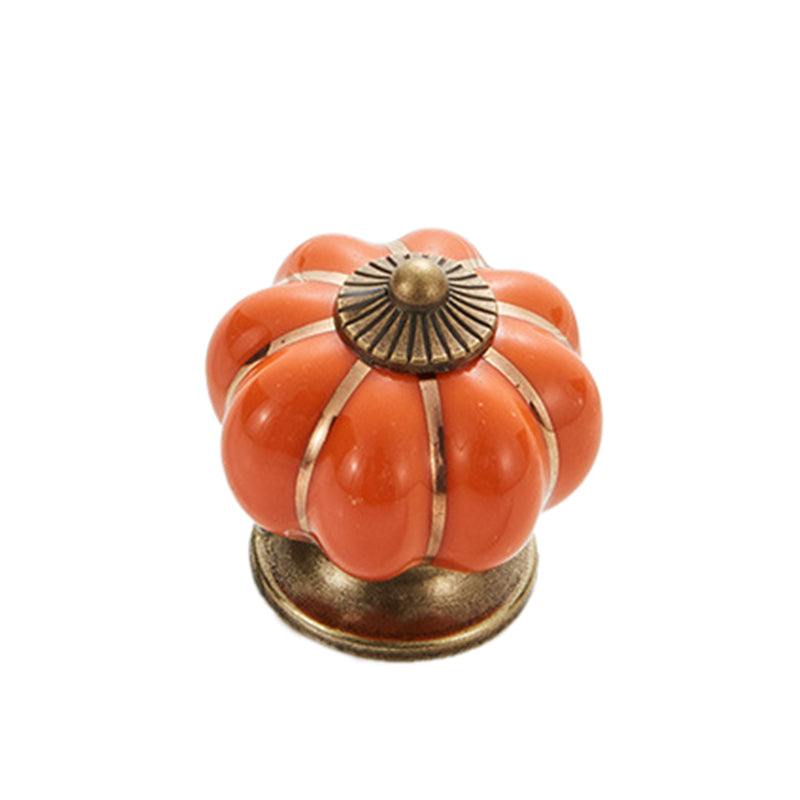 5088 Pumpkin Shape Ceramic Handle Drawer Knob Single Hole Closet Door Handle with 22mm Screw