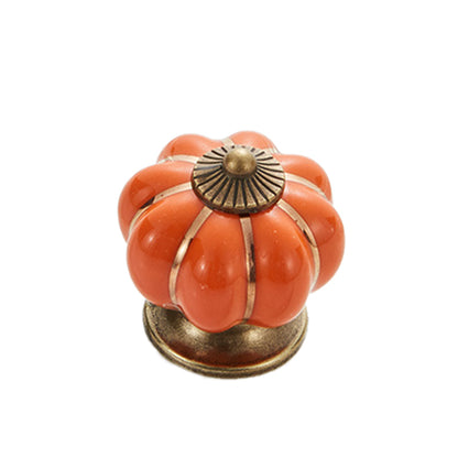 5088 Pumpkin Shape Ceramic Handle Drawer Knob Single Hole Closet Door Handle with 22mm Screw