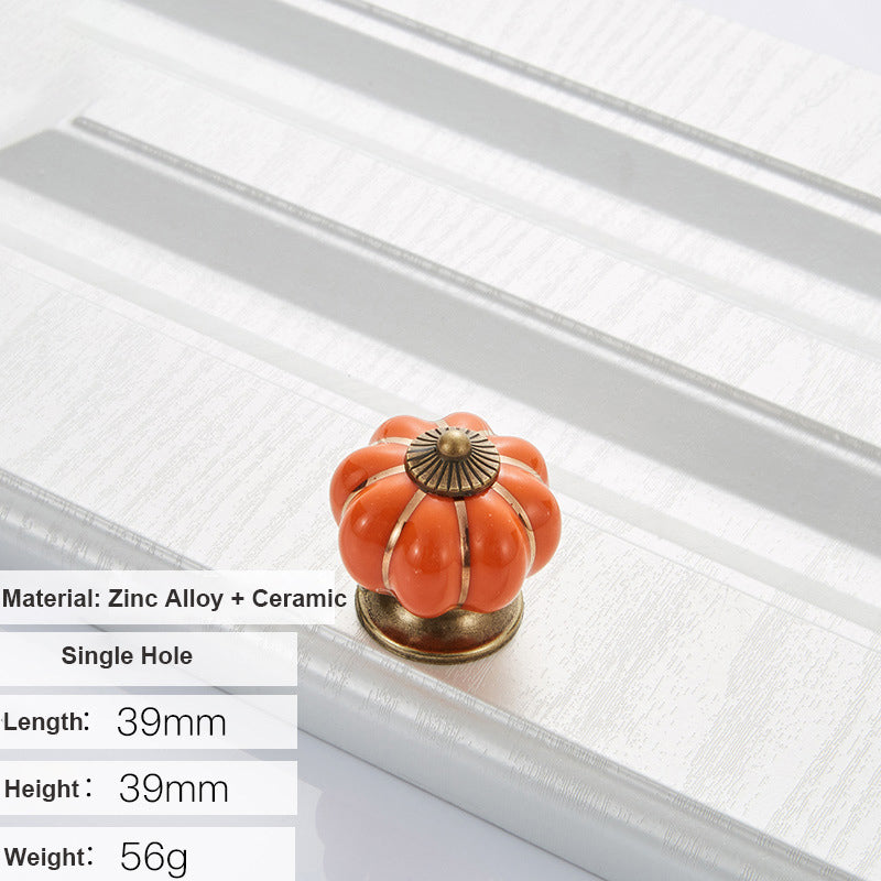 5088 Pumpkin Shape Ceramic Handle Drawer Knob Single Hole Closet Door Handle with 22mm Screw