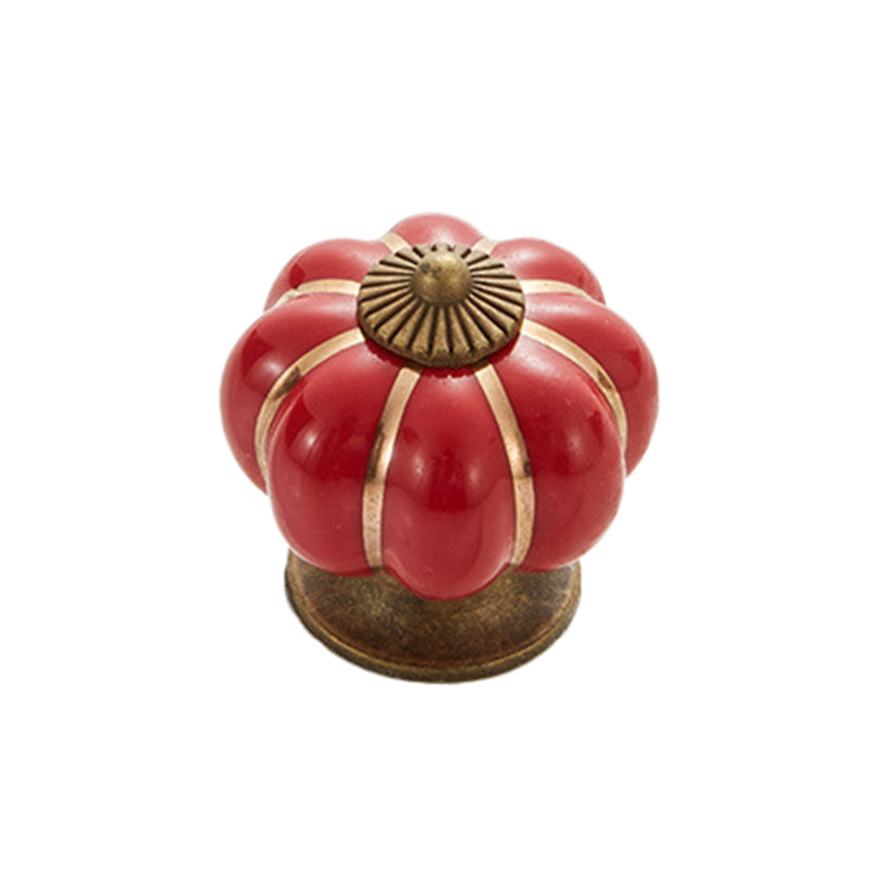 5088 Pumpkin Shape Ceramic Handle Drawer Knob Single Hole Closet Door Handle with 22mm Screw