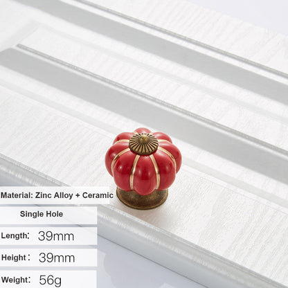 5088 Pumpkin Shape Ceramic Handle Drawer Knob Single Hole Closet Door Handle with 22mm Screw