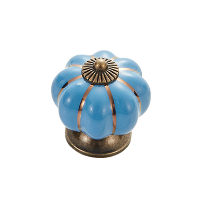 5088 Pumpkin Shape Ceramic Handle Drawer Knob Single Hole Closet Door Handle with 22mm Screw