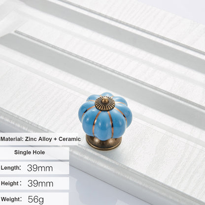 5088 Pumpkin Shape Ceramic Handle Drawer Knob Single Hole Closet Door Handle with 22mm Screw