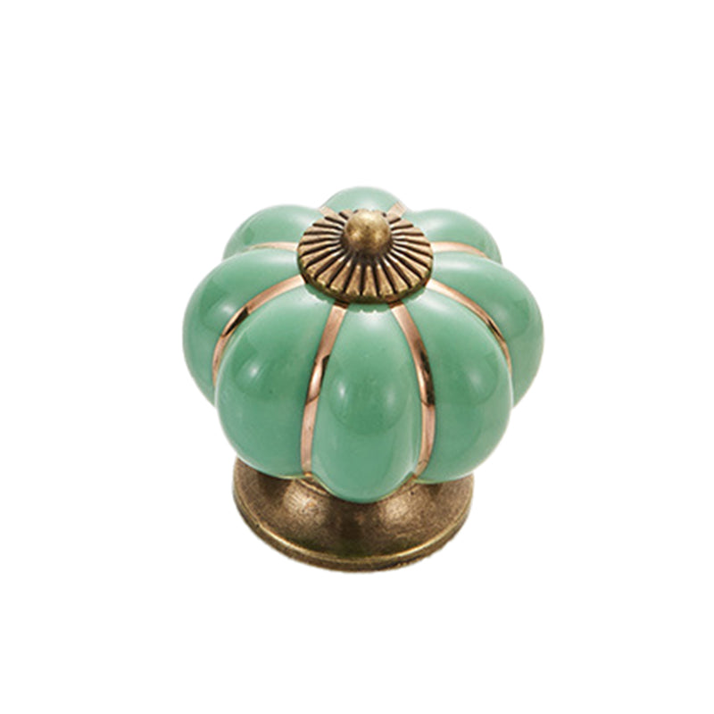 5088 Pumpkin Shape Ceramic Handle Drawer Knob Single Hole Closet Door Handle with 22mm Screw