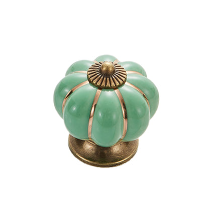 5088 Pumpkin Shape Ceramic Handle Drawer Knob Single Hole Closet Door Handle with 22mm Screw