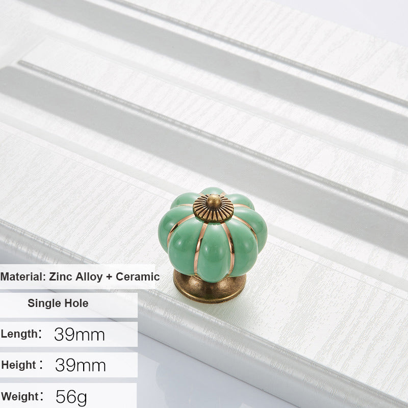 5088 Pumpkin Shape Ceramic Handle Drawer Knob Single Hole Closet Door Handle with 22mm Screw