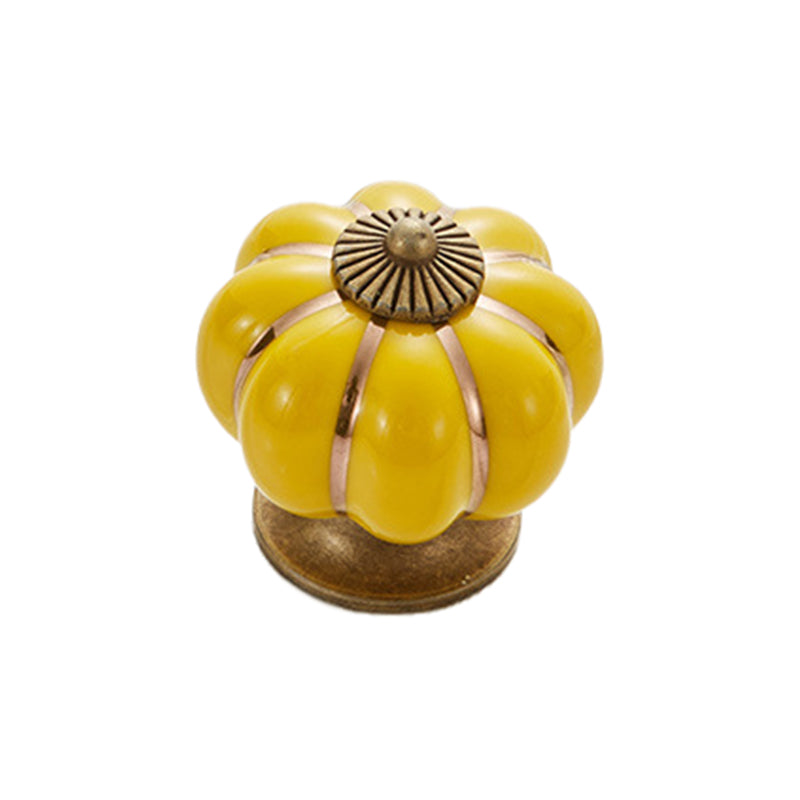 5088 Pumpkin Shape Ceramic Handle Drawer Knob Single Hole Closet Door Handle with 22mm Screw
