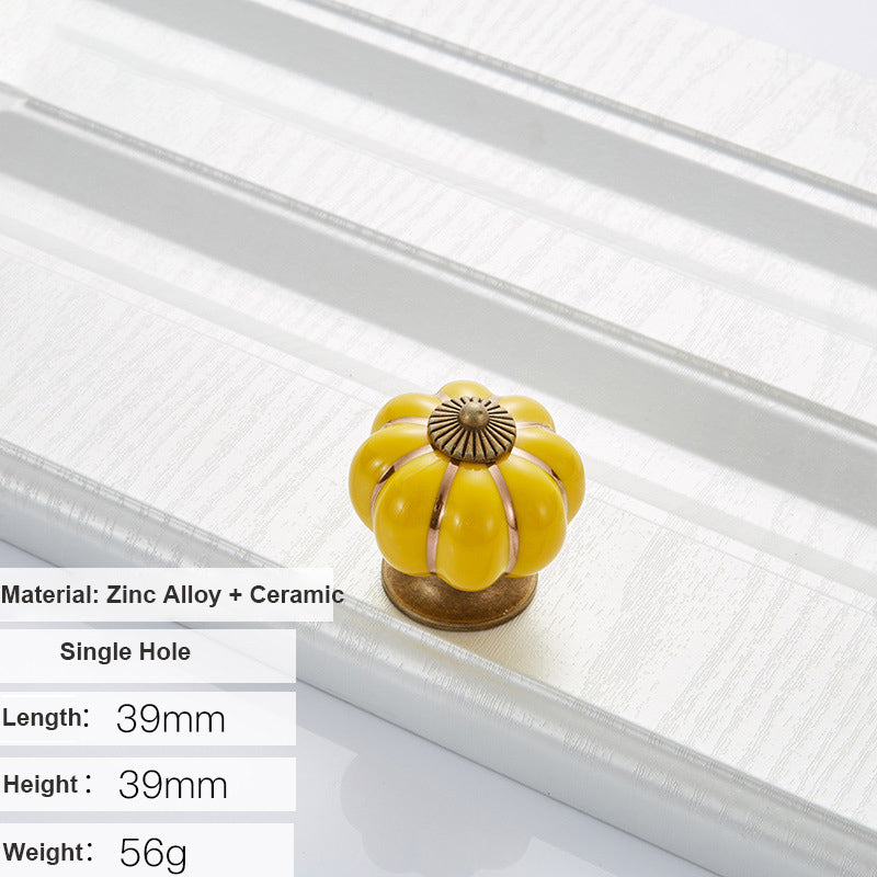 5088 Pumpkin Shape Ceramic Handle Drawer Knob Single Hole Closet Door Handle with 22mm Screw