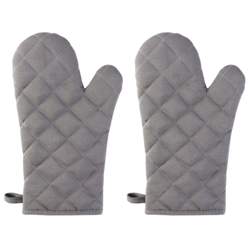 1 Pair Rhombus Texture Cotton Gloves Baking High-Temperature Resistant Thickened Microwave Oven Gloves Kitchen Tools