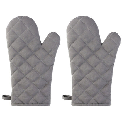 1 Pair Rhombus Texture Cotton Gloves Baking High-Temperature Resistant Thickened Microwave Oven Gloves Kitchen Tools